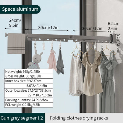 Laundry Retractable Drying Rack Folding Wall Mounted Clothes Hanger Rack