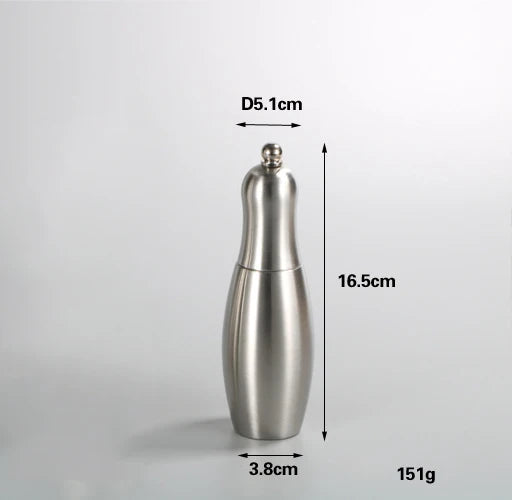 Bowling Stainless Steel Salt and Pepper Grinders refillable Mill Set with Adjustable Coarseness for sea salt