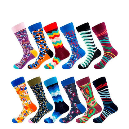 2024 New Wholesale Custom Logo Men's Cotton Crew Socks High Quality Funny Colorful Cartoon Pattern Casual Style for Autumn