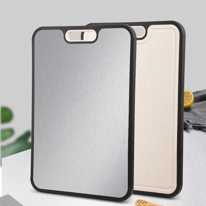 Customizable Double-Sided Pure Titanium Chopping Board 99.8% Titanium + Wheat Straw Eco-Friendly Meat Cutting Board