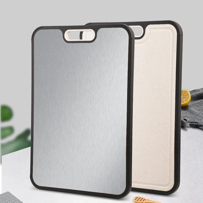 Customizable Double-Sided Pure Titanium Chopping Board 99.8% Titanium + Wheat Straw Eco-Friendly Meat Cutting Board