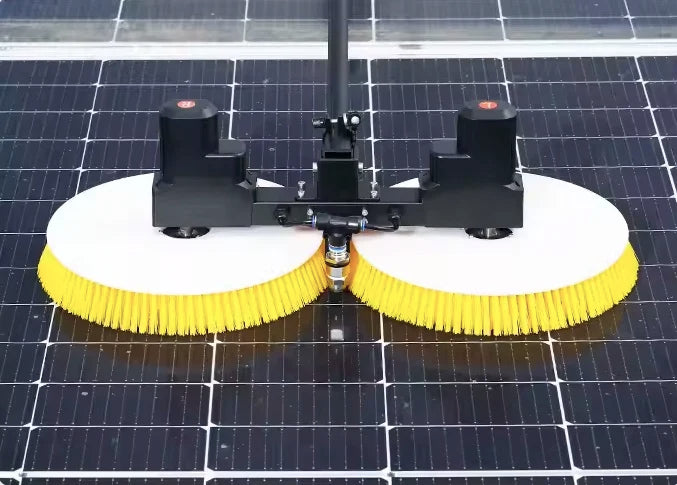 Double Head Automatic Solar Panel Cleaning Robot Kit Telescopic Brush Pole & Rotating PV Cleaning Equipment