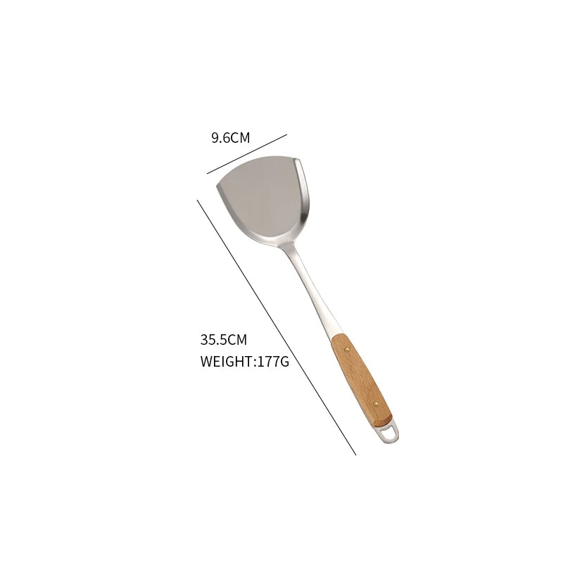 7PCS Stainless Steel Utensils Non-slip Heat  Resistant Kitchen Accessories Cooking Tool With Wooden Handle
