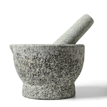 6inch Stone Mortar and Pestle Herb and Spice Tools Garlic Pepper Grinder Granite Bowl Pouring Lip Sprout Lakeland