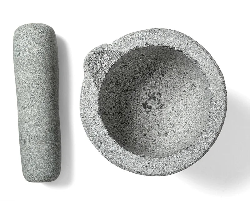 6inch Stone Mortar and Pestle Herb and Spice Tools Garlic Pepper Grinder Granite Bowl Pouring Lip Sprout Lakeland