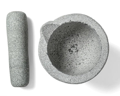 6inch Stone Mortar and Pestle Herb and Spice Tools Garlic Pepper Grinder Granite Bowl Pouring Lip Sprout Lakeland