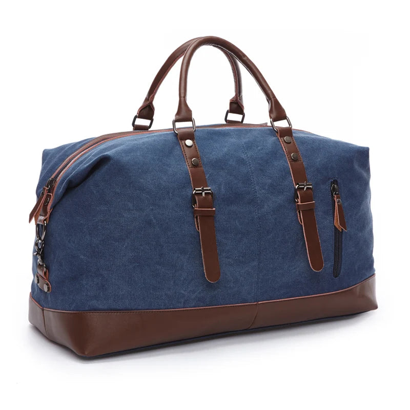 ZUOLUNDUO Large Canvas Weekender Duffle Bag with Shoe Compartment Gym Travel Fitness Sport Bag Gym Men