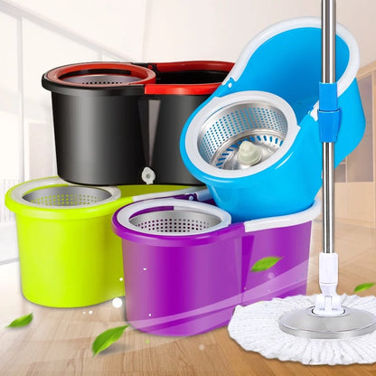 Swivel Handle Mops and Brooms Household 360 Degree Hand Free Flat Microfiber Squeeze Mop Bucket