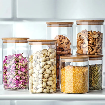 Airtight Glass Food Storage Jar with Bamboo Lid Eco Friendly Kitchen Container Tarro De Vidrio Hermético Pot En Verre Hermétique