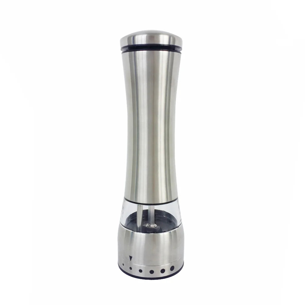 Premium Electric Salt Shaker Stainless Steel Pepper Mills Battery Operated Salt and Pepper Grinder Set for Kitchen