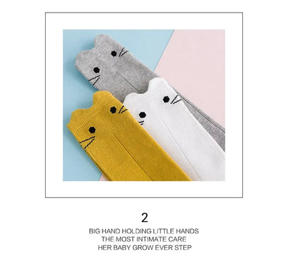 Meias de algodão para criança com estampado de desenhos animados BONYPONY, meias de algodão para bebé, meias compridas até ao joelho, aquecedores de pernas para meninos e meninas.