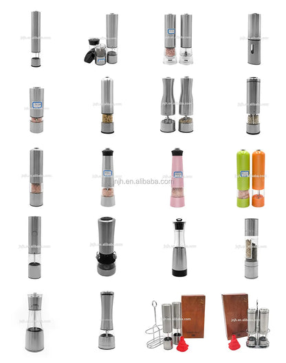Hot Sales Battery Operated Stainless Steel Electric Salt and Pepper Grinder Set 304 Stainless Steel for Kitchen Cooking