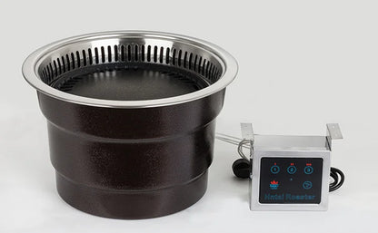 High Quality Round Shape Stainless Steel Indoor Restaurant Equipment Downward Exhaust Smoke Electric BBQ Grill