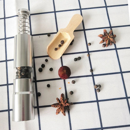 Factory Made Small MOQ Stainless Steel Thumb Pepper Mill One Hand Salt and Pepper Grinder