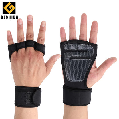 Cheap Lengthen Strap Wrist Support Wraps Workout Padded Girp Gym Weight Lifting Gloves