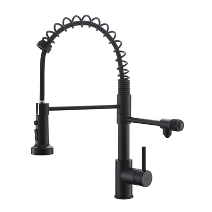 3 Way Spring Kitchen Faucet with Purified Water Filter Hot and Cold Water Black Kitchen Sink Mixer Tap Faucet Pull Down Sprayer