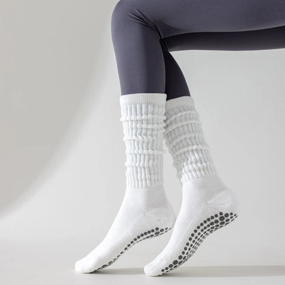 Seamless Custom Logo Grip Barre Trampoline Socks s Non Slip Pilates Yoga Socks Compression Tube Pipe Slouch Crew Socks