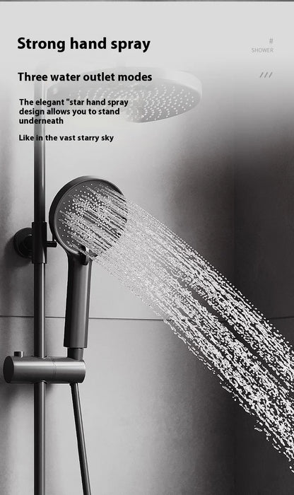 Gun Grey All-Copper Household Bathroom Shower Set Simple Design Ceramic Metered Faucets Chrome Shower Booster