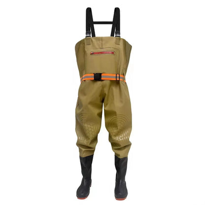 Unisex Nylon Chest Waders with Steel Toe Boots Green  Waterproof Performance Gear for Men-for Fishing and Hunting