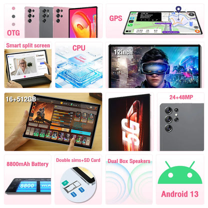 New Generation Tablet 12Inch Tab Ultra Android MTK 10 Core 5G & WIFI
