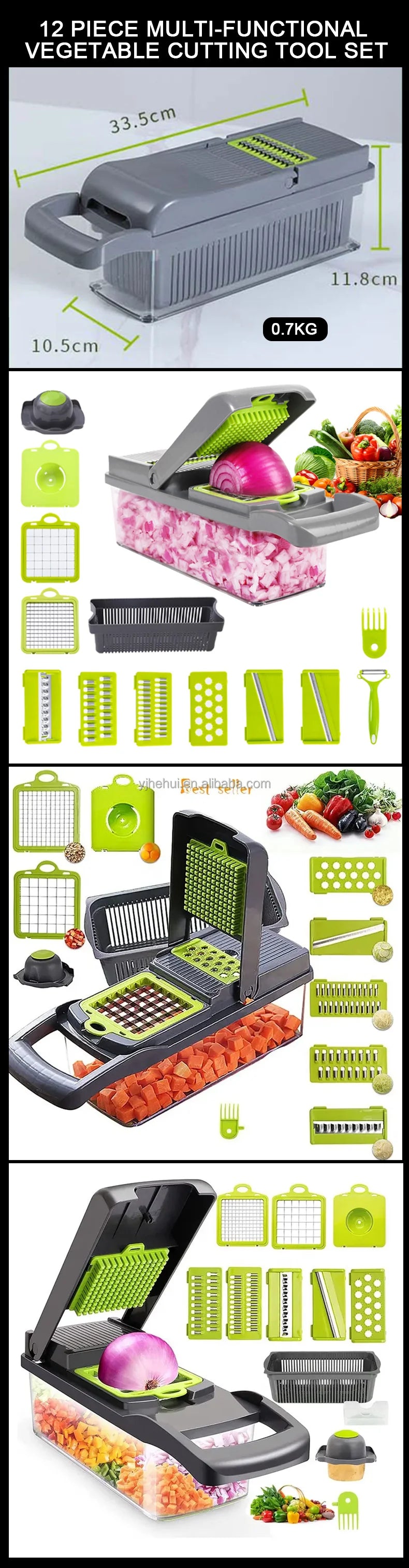 Factory Wholesale Kitchen Accessories 14 in 1 Food Cutter Veggie Onion Chopper Mandoline Slicer Multifunctional Vegetable Cutter