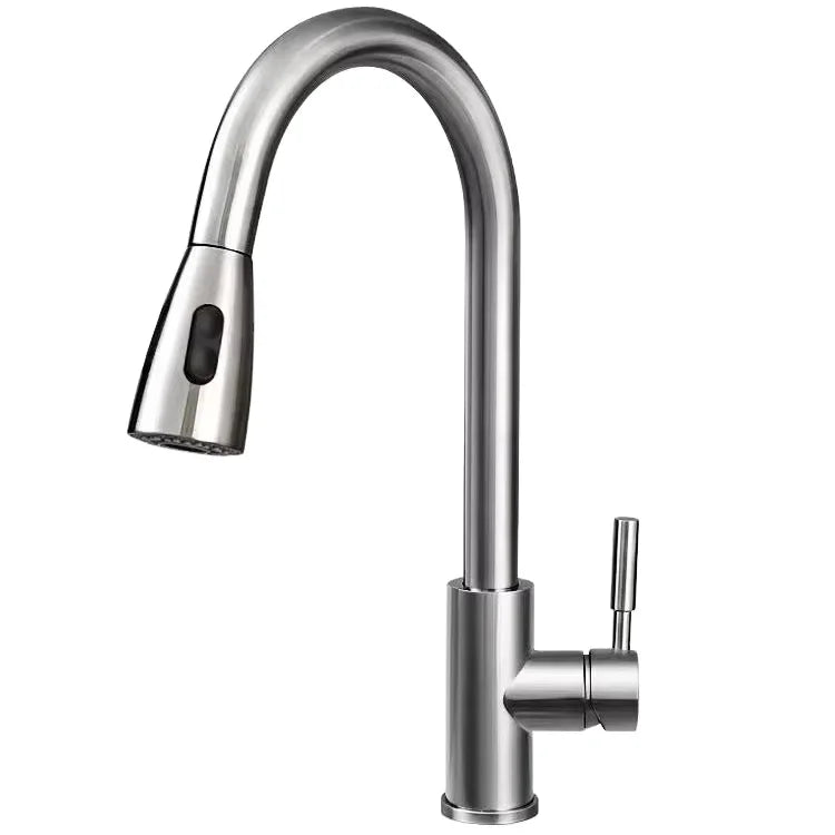 Non-Metallic Pull Down Single Lever Kitchen Mixer Kitchen Sink Faucet Water Filters With 2 Handles, Chrome