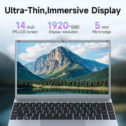 14" Laptop Computer 8GB RAM 512GB SSD Intel J3710 FHD IPS Wi-Fi 5 Windows 11 Laptop Business