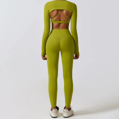 Conjunto de 3 Peças Fitness Feminino – Top Curto