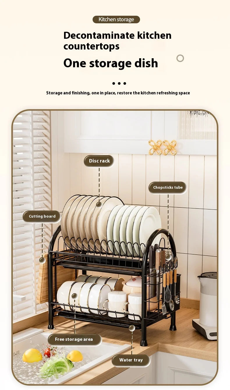 Multifunctional Kitchen Storage Rack Multi-Layer Bowl Chopsticks Drain Rack Plate Drying Bowl Rack Chopsticks Tube Boxed