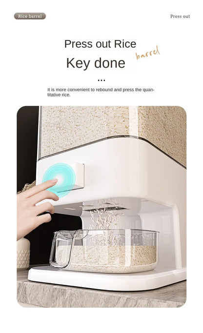 Large Capacity Press-Type Storage Box for Rice Flour Cereals Household Insect-Proof Moisture-Proof Food Grade Sealed Tank