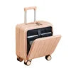 New Designer 18-inch Front Opening Boarding Case Black Aluminum Rod Carry-on Luggage Mini Clearance Price