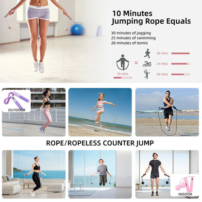 Professional Adjustable Speed Jump Rope for Fitness for CrossFit Cardio Weight Loss Training Digital Cordless Smart Beginners