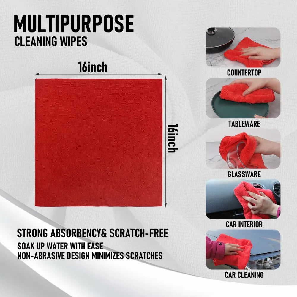 16in*16in Wholesale Microfiber Cleaning Cloth, Ultra-Thick Cleaning Rags, Lint Free & Streak Free Cleaning Towels