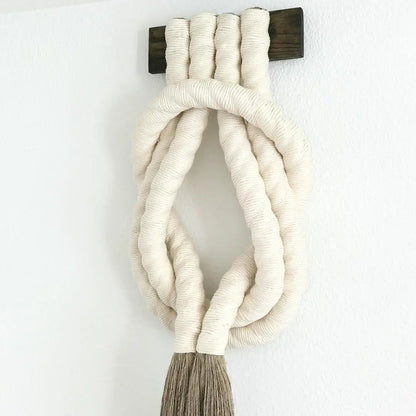 Handmade Black Knotted Design with Long Tassels Minimalist Macrame Wall Hangings Set for Kids' Room