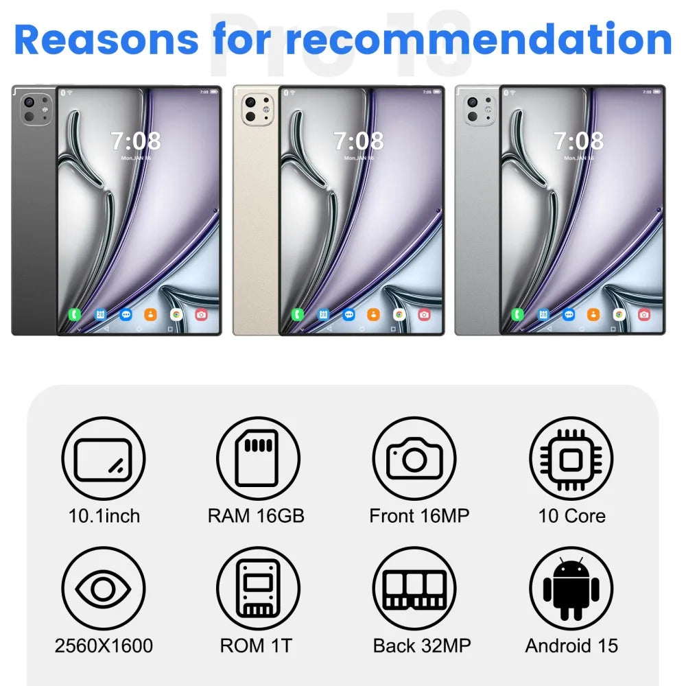 Hot Selling 10.1 Inch Pad Pro 13 Octa Core Android 15 Ram 8gb Rom 128Gb Tablet With Sim Card Business Tablet for Professional