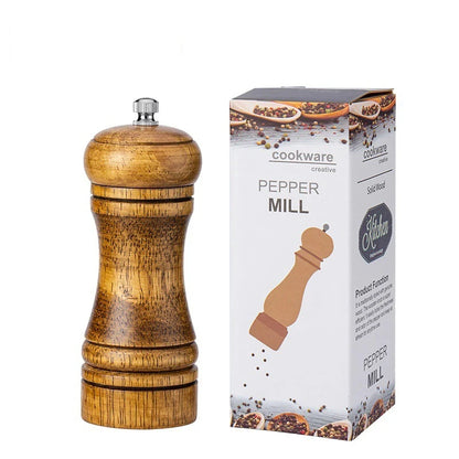 Wooden Grinder Freshly Ground Black Pepper Grains Grinding Bottle Sea Salt Pepper Peppercorns Pepper Household Seasoning Bottle