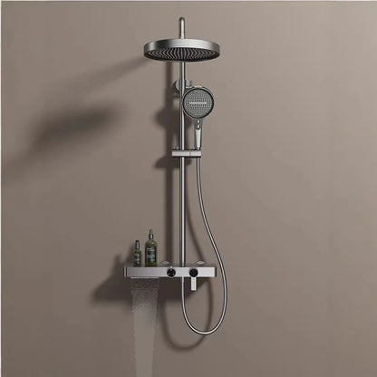 Cross-Border Household Toilet Large Waterfall Water Outlet ABS Chrome Soft Hot Cold Copper Brushed Gold Shower Suit Storage