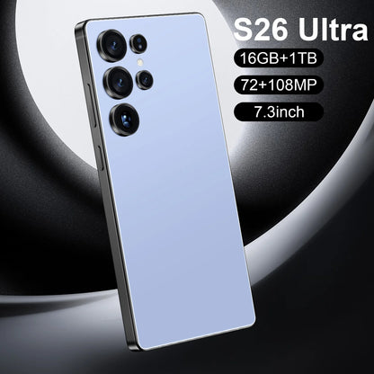 Hot Sale S26 Ultra 5G Smartphone 7.3 Inch Full HD Deca Core 16GB+1TB Memory Long Battery Life CDMA Face Unlock Wholesale Price