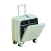 New Designer 18-inch Front Opening Boarding Case Black Aluminum Rod Carry-on Luggage Mini Clearance Price