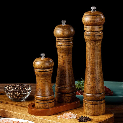 Wooden Grinder Freshly Ground Black Pepper Grains Grinding Bottle Sea Salt Pepper Peppercorns Pepper Household Seasoning Bottle