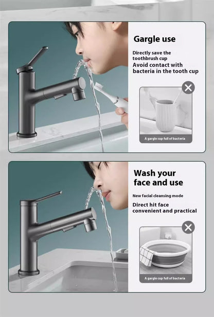 Modern All Copper Pull-Out Basin Faucet Hot Cold Single-Handle Design for Household Washbasin Bathroom Cabinet Toilet Wash Basin