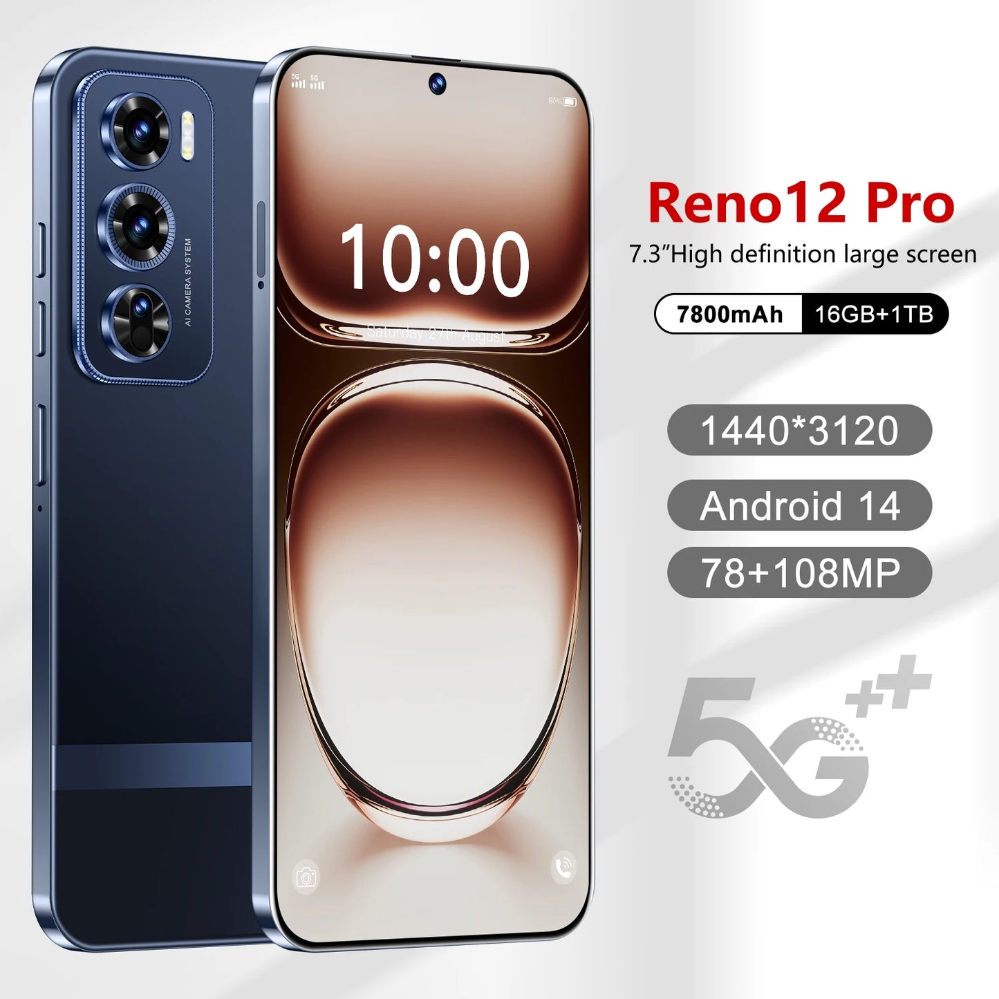New Oppo Reno 12 Pro 80W Charge 7000mAh Battery 7.3inch Flat Screen 120Hz 50MP  Smartphone 5G