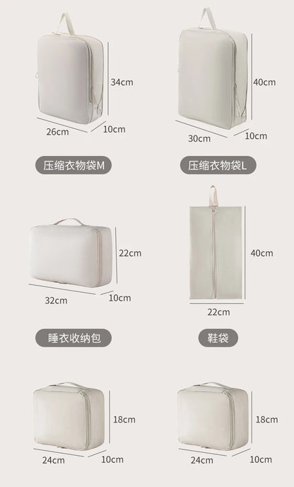 High Quality 7Pcs Set Travel Clothes Luggage Organizer Bag Accessories Compression Travel Packing Cubes
