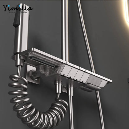 Luxury Bathroom Shower Set High Quality Brass Body Gun Grey Shower Mixer System Digital Piano Bathroom Shower Set