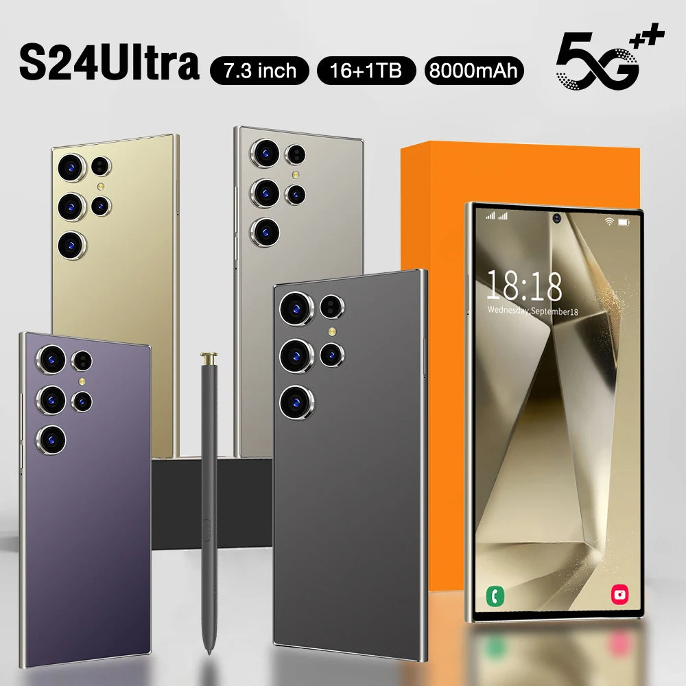 2025 NEW Cellphone Original Unlocked Dual Card 5G Smart Phone HD 5G Cellphone Android 14 S24 Ultra 16GB+1TGB Smartphone