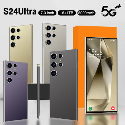 2025 NEW Cellphone Original Unlocked Dual Card 5G Smart Phone HD 5G Cellphone Android 14 S24 Ultra 16GB+1TGB Smartphone