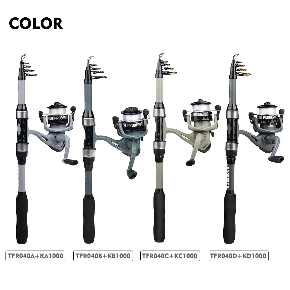 New 1.8m Glass Fiber Telescopic Pole Fishing Rod Reel Combo Kit Bass Fishing Tackle Set for Carp Bottom Fishing