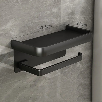 Good Quality Best Seller Simple Wall Mounted Self Adhesive No Drilling Cleaning Toilet Roll  Paper Holder With Phone Shelf