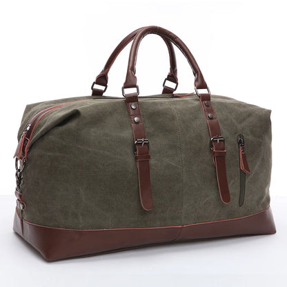ZUOLUNDUO Large Canvas Weekender Duffle Bag with Shoe Compartment Gym Travel Fitness Sport Bag Gym Men