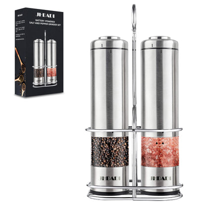Hot Sales Battery Operated Stainless Steel Electric Salt and Pepper Grinder Set 304 Stainless Steel for Kitchen Cooking